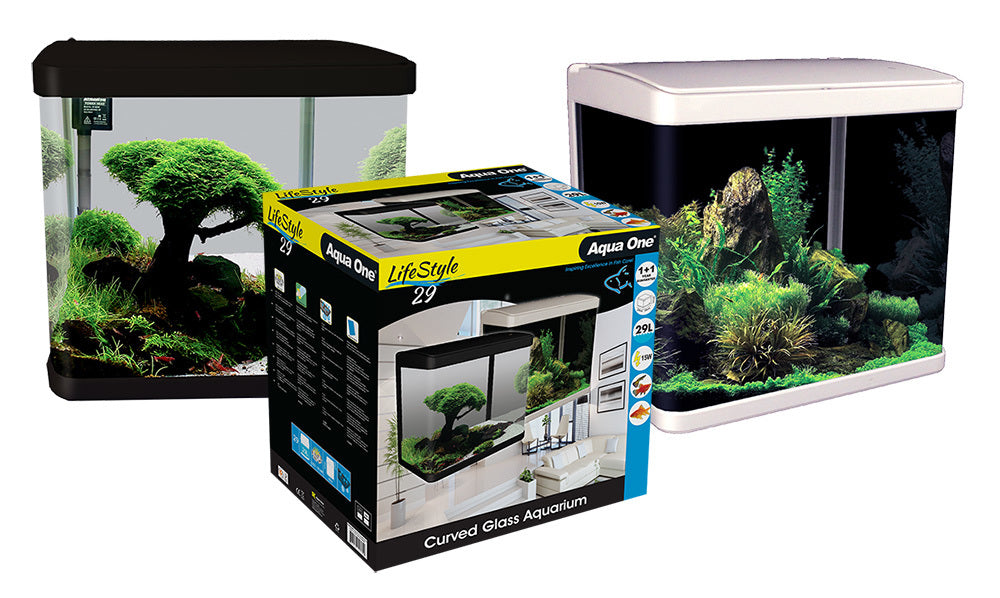 Aqua One Lifestyle 29 Complete Glass Aquarium 39cm 29L Gloss Black
