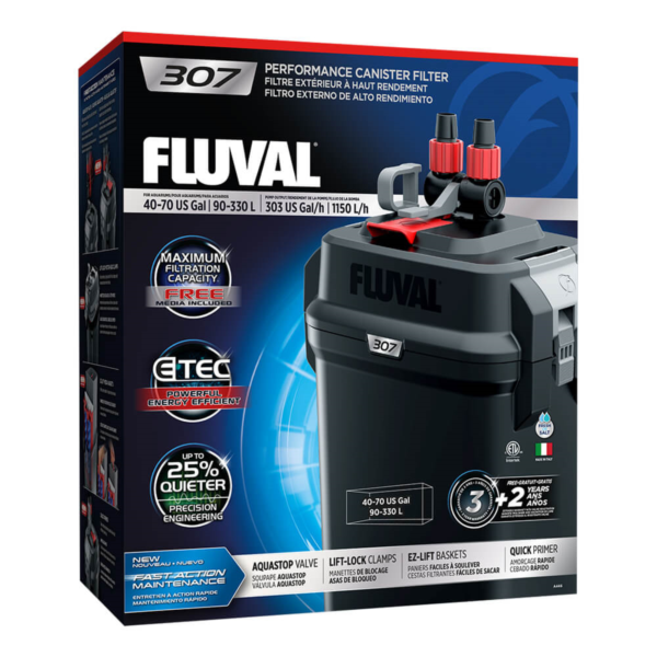 Fluval 307 Performance Canister Filter packaging on a white background