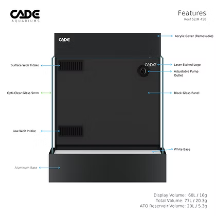 CADE Reef Mini S2/M Aquarium Black (77L)