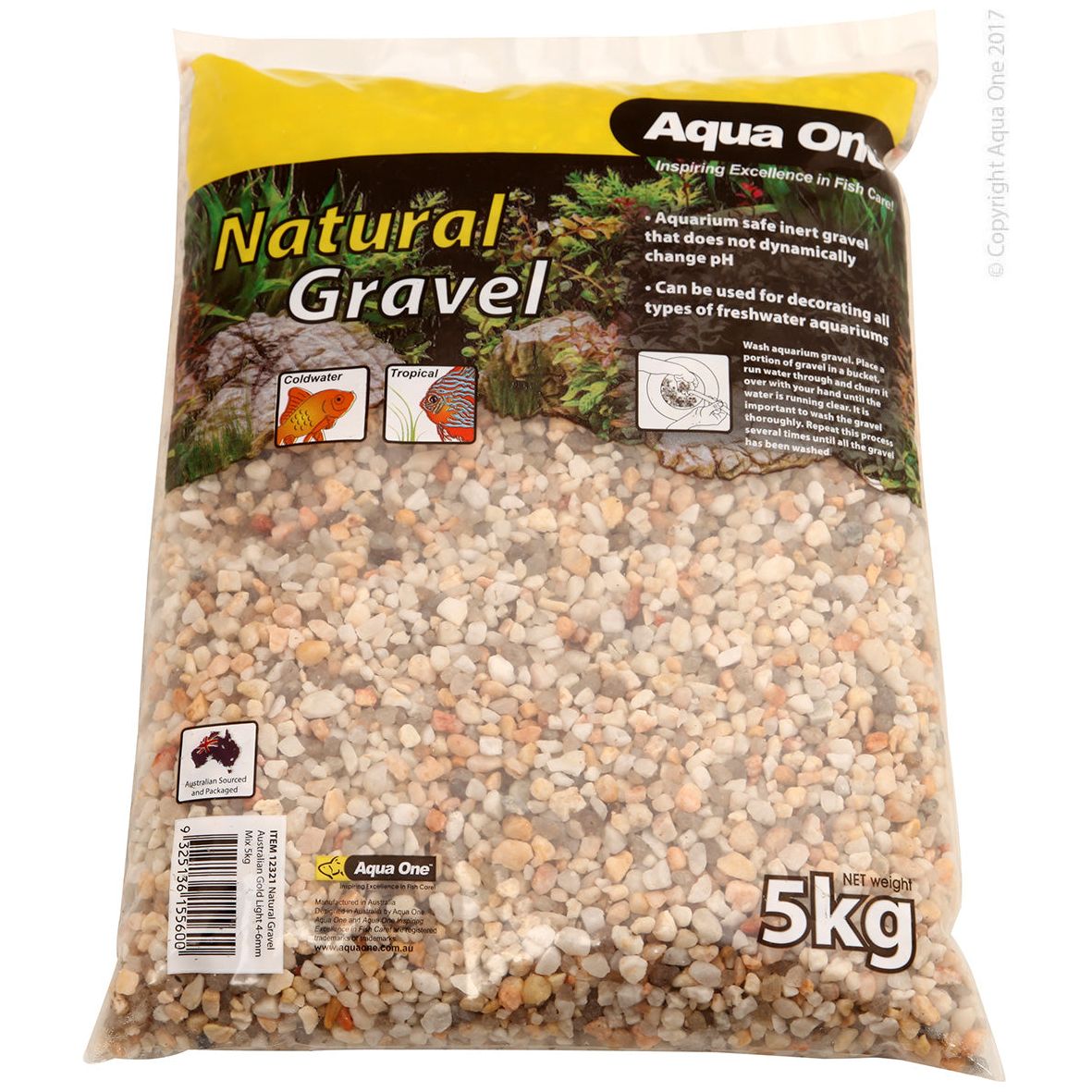 Aqua One Natural Gravel Australian Gold Light 4-6mm Mix 5kg