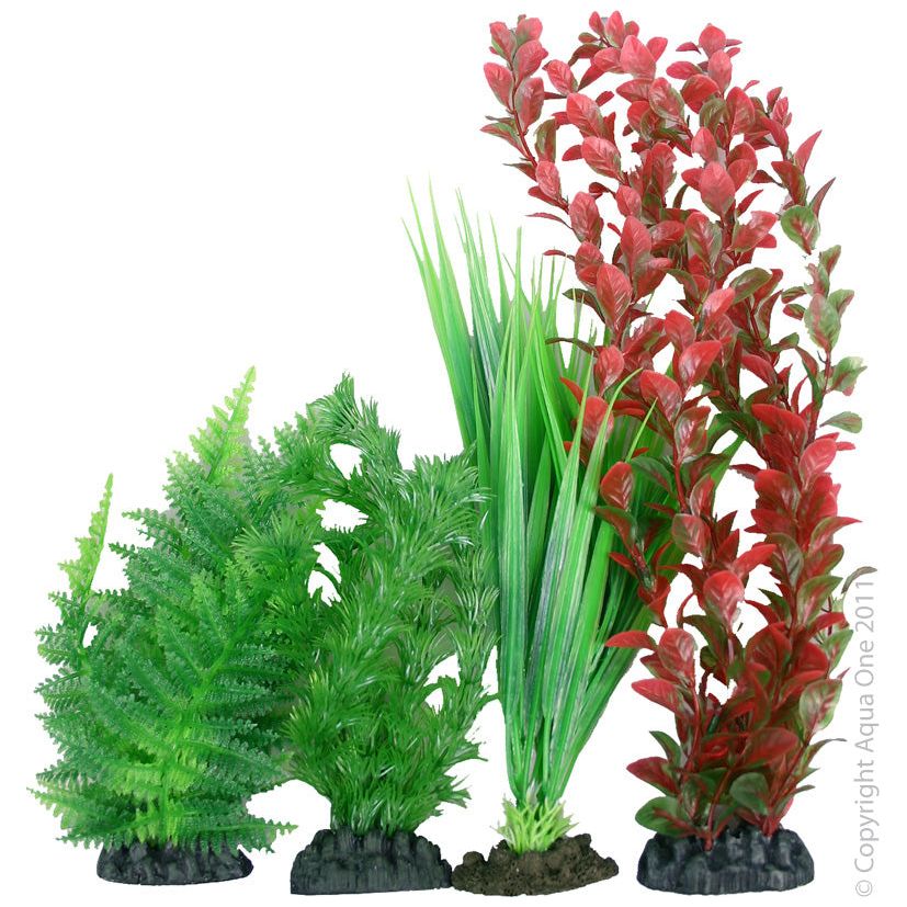 Aqua One Plastic Plant - 4pk Mix