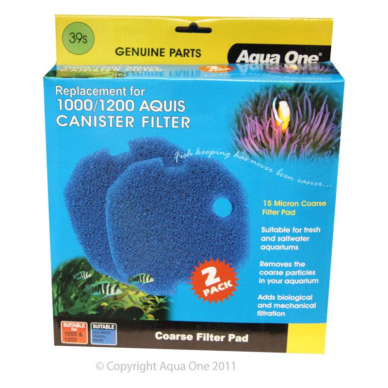 Aqua One Sponge Pad - Blue (15ppi) - 1000/1200 Aquis (2pk)