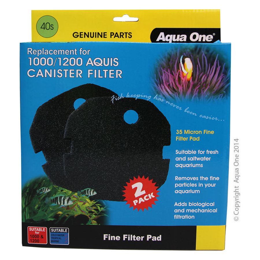 Aqua One Sponge Pad - Black (35ppi) - 1000/1200 Aquis (2pk)