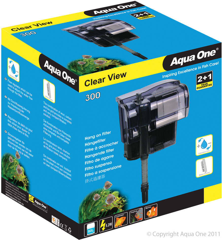 Aqua One H300 ClearView Hang On Filter 395l/hr
