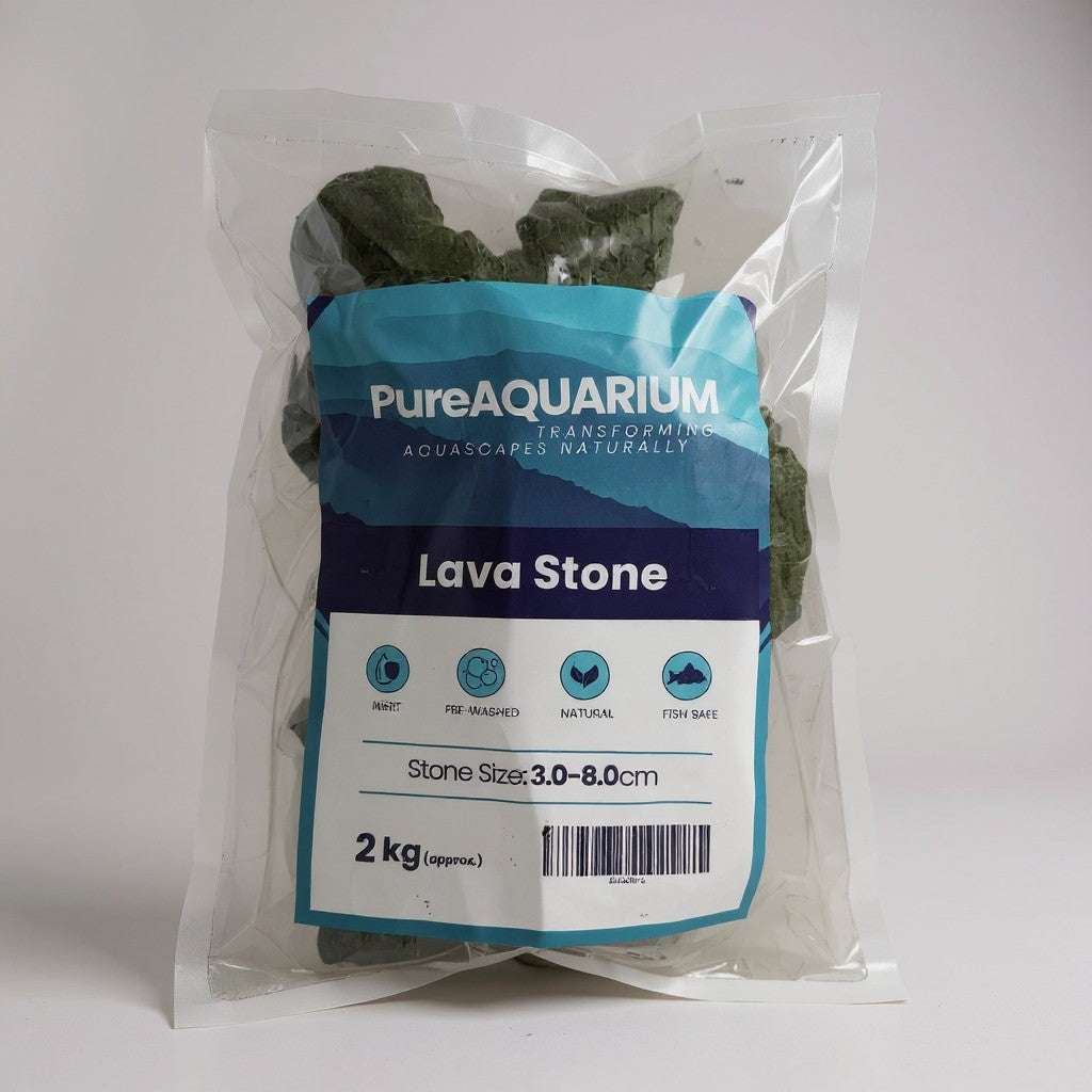 PureAquarium Natural Stone – Black Lava Stone 2KG Bagged
